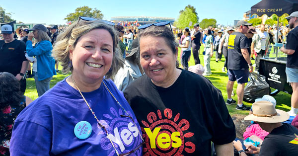 Clare and Tania at a the Perth march for a voice to parliment